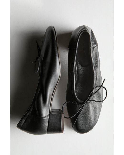 MASSIMO DUTTI Black High-Heel Ballerinas
