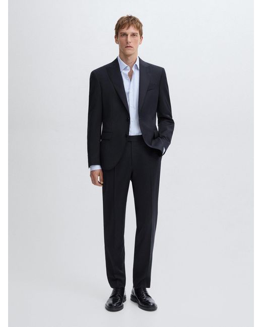 MASSIMO DUTTI Anzugblazer Unifarben 100 Wolle in Blue für Herren