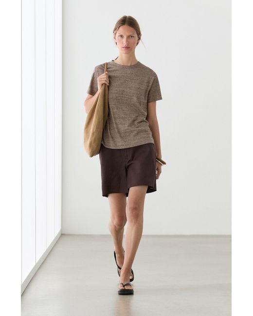 MASSIMO DUTTI Natural 100% Cotton Short-Sleeve T-Shirt