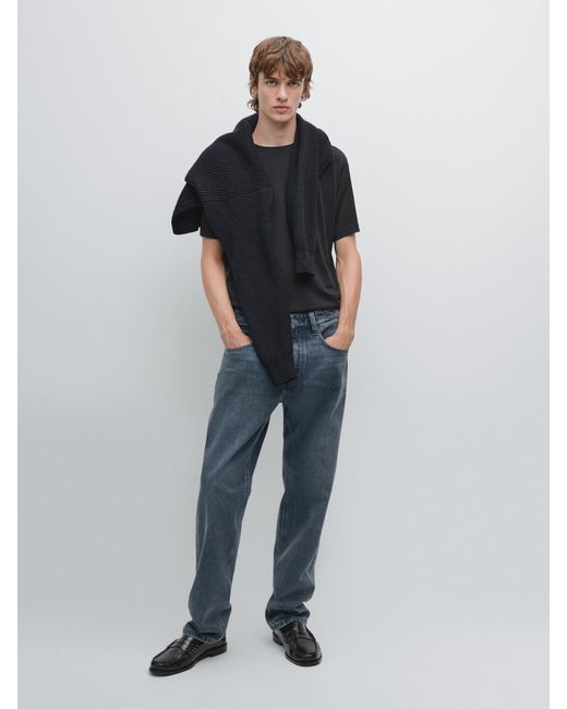 T-Shirt À Manches Courtes En Laine Mélangée MASSIMO DUTTI pour homme en coloris Blue