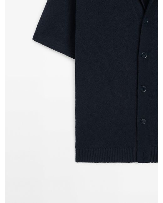 MASSIMO DUTTI Blue Short Sleeve Knit Cardigan for men