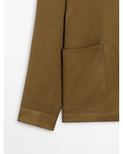 MASSIMO DUTTI Green 100% Linen Twill Blazer for men