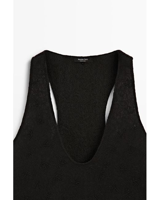 MASSIMO DUTTI Black Flowing Embroidered Top