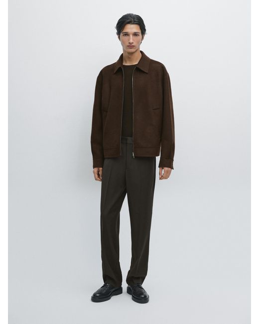 MASSIMO DUTTI Multicolor Double Wool Blend Jacket With Zip Detail for men