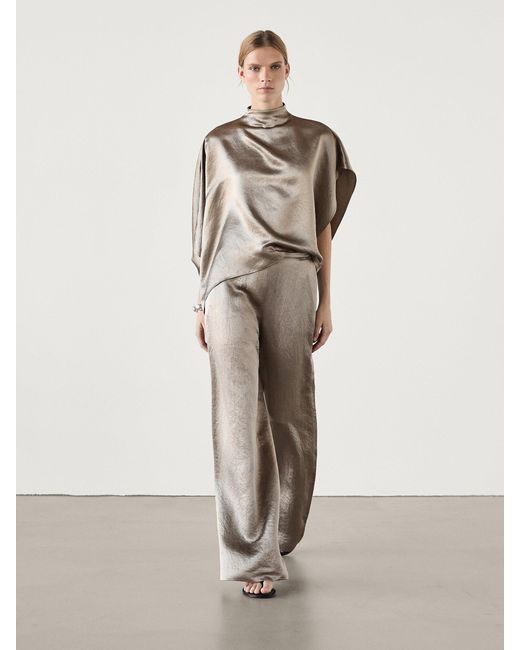 MASSIMO DUTTI Natural Flowing Satin Cape