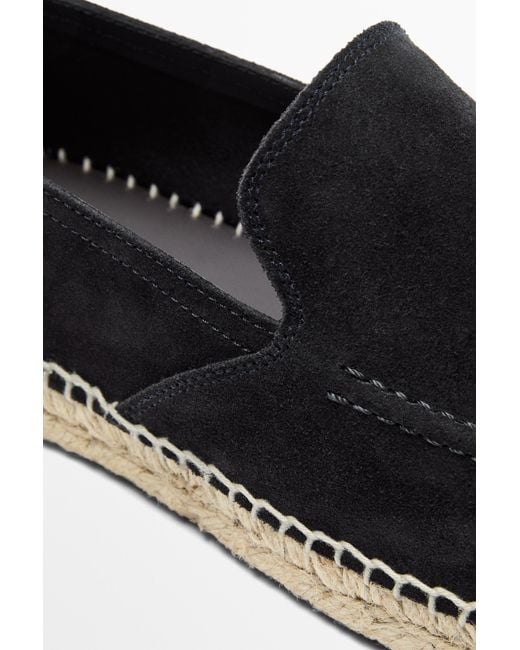 MASSIMO DUTTI Black Leather Espadrilles With Moc Toe for men