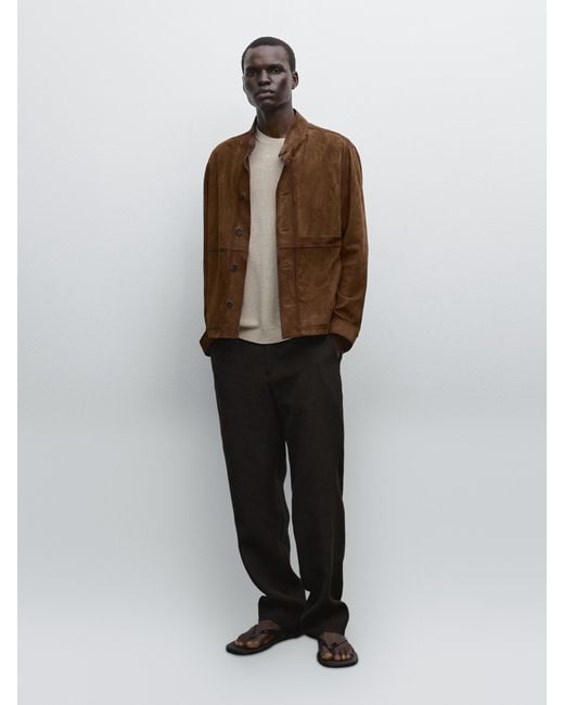 MASSIMO DUTTI Multicolor Suede Leather Jacket for men
