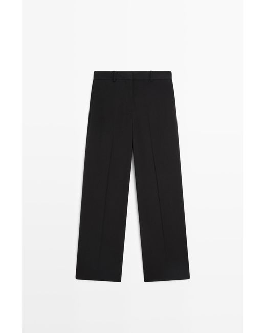 MASSIMO DUTTI Black Flowing Straight-Leg Pants