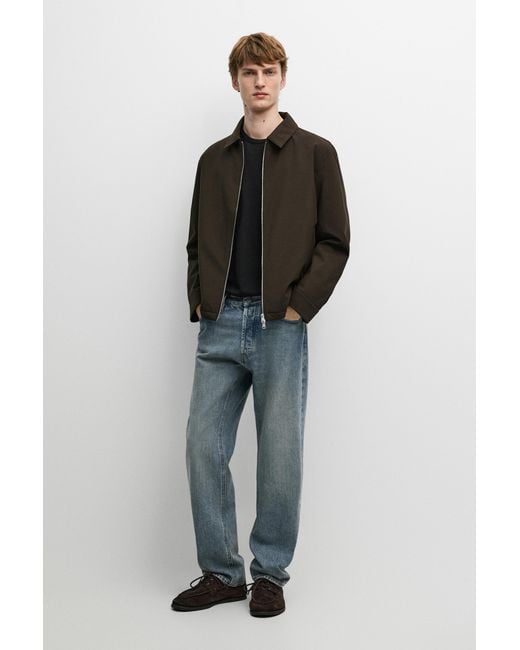 MASSIMO DUTTI Blue Lightweight Jacket With Collar Detail for men