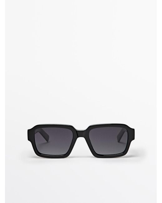 MASSIMO DUTTI Black Rectangular Sunglasses for men