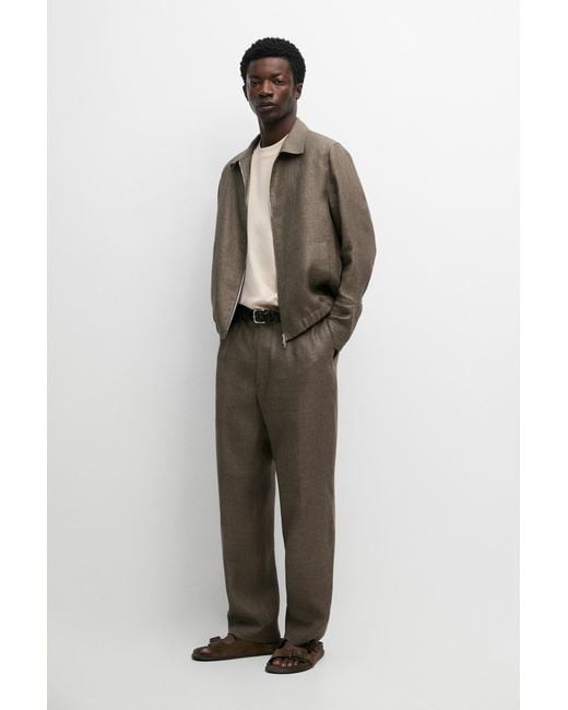MASSIMO DUTTI Brown Faded Total Look Linen Jacket for men