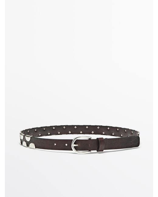 MASSIMO DUTTI White Belt With Metallic Appliques