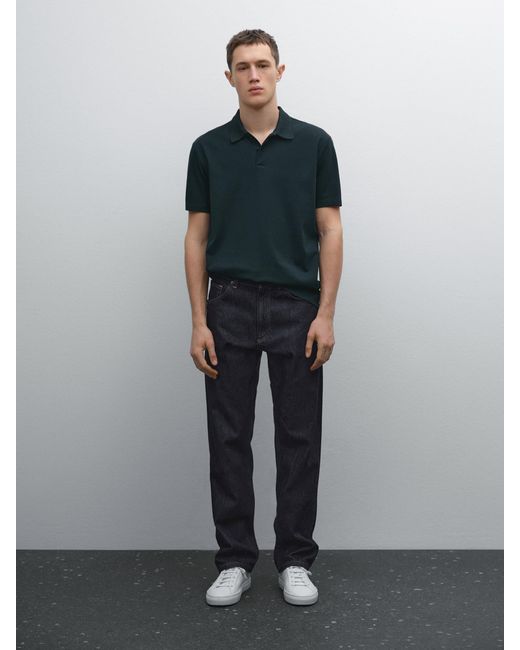 MASSIMO DUTTI Slim-Fit-Poloshirt Aus Baumwolle Mit Mikrostrukturmuster in Black für Herren