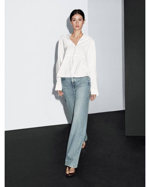 Chemisier Col Mao Découpe Devant MASSIMO DUTTI en coloris White