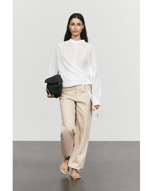 MASSIMO DUTTI Natural Flowing Wrap Blouse