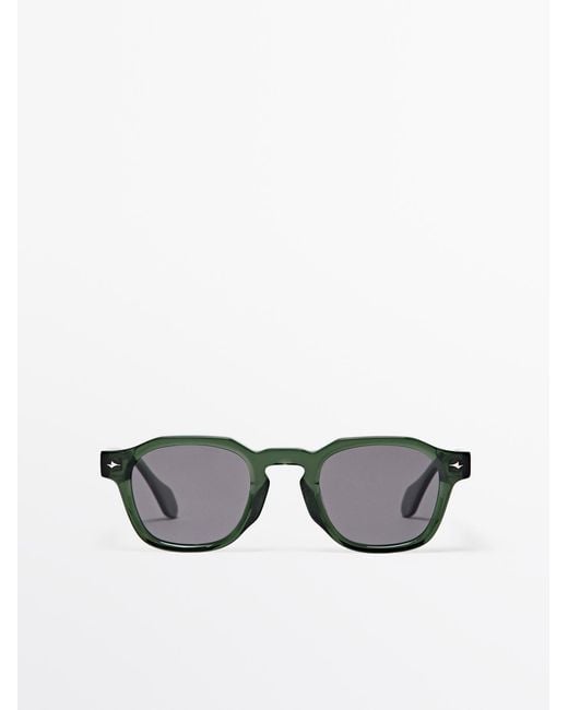 MASSIMO DUTTI Green Geometric Sunglasses for men
