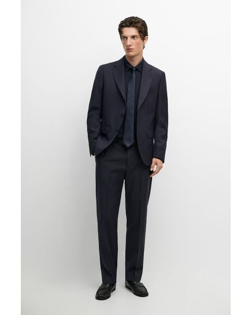 MASSIMO DUTTI Blue Textured Suit Pants for men