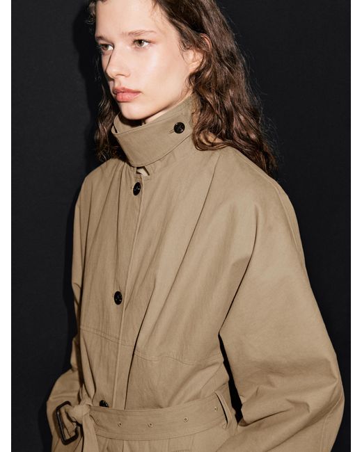 MASSIMO DUTTI Natural Cotton Blend Trench Coat