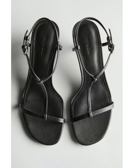 MASSIMO DUTTI Black Strappy Mid-Heel Sandals