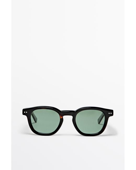 MASSIMO DUTTI Green Round Sunglasses for men