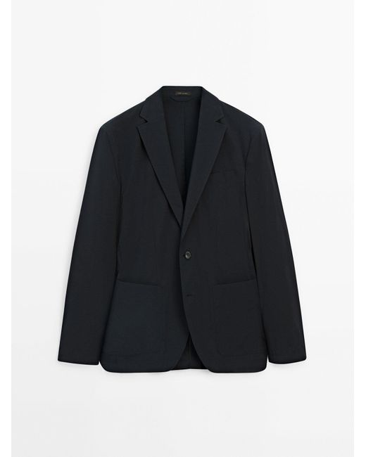 MASSIMO DUTTI Blue Technical Blazer for men