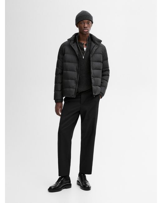 MASSIMO DUTTI Black Lightweight Puffer Down Jacket for men