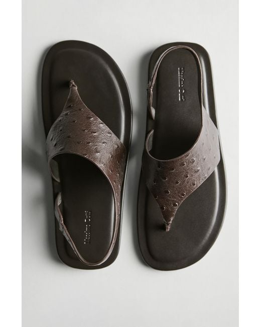 MASSIMO DUTTI Black Embossed Animal Print Sandals