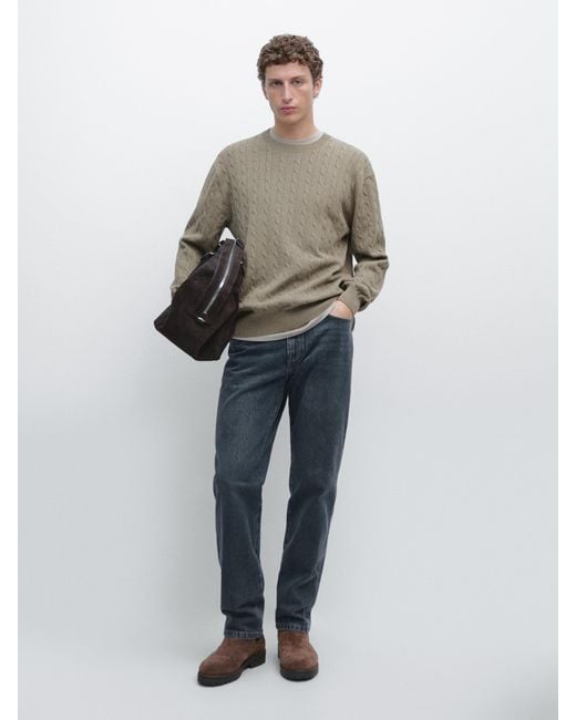 MASSIMO DUTTI Multicolor 100% Cotton Cable-Knit Sweater for men