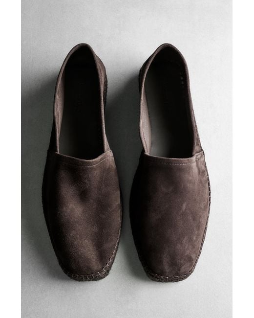 MASSIMO DUTTI Black Leather Espadrilles for men