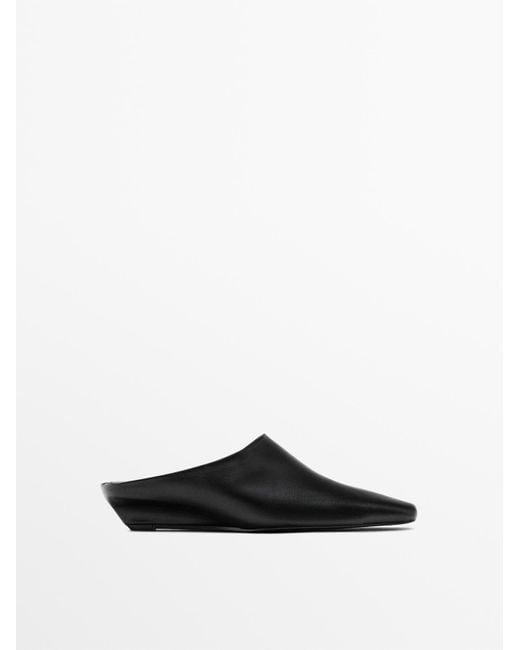 MASSIMO DUTTI White Wedge Heeled Mules