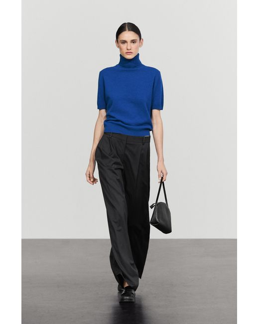 MASSIMO DUTTI White Extra Fine Wool Pleated Pants