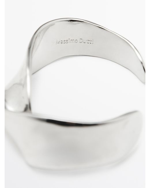 MASSIMO DUTTI White Wide Textured Bracelet