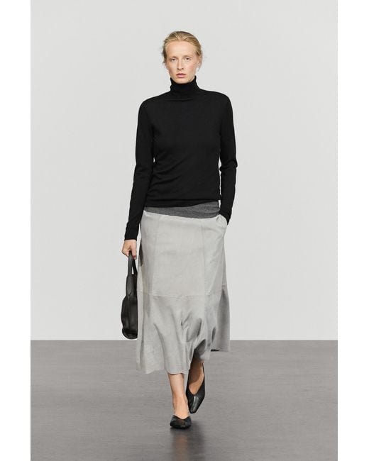 MASSIMO DUTTI Black Wool-Blend Turtleneck Knit Sweater