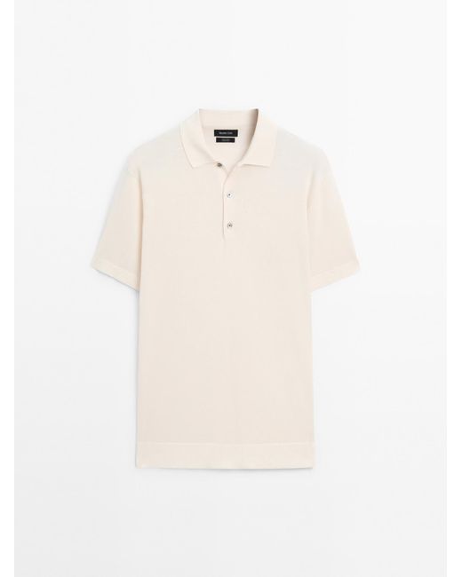 MASSIMO DUTTI Tricot Polo Met Korte Mouw in het White voor heren
