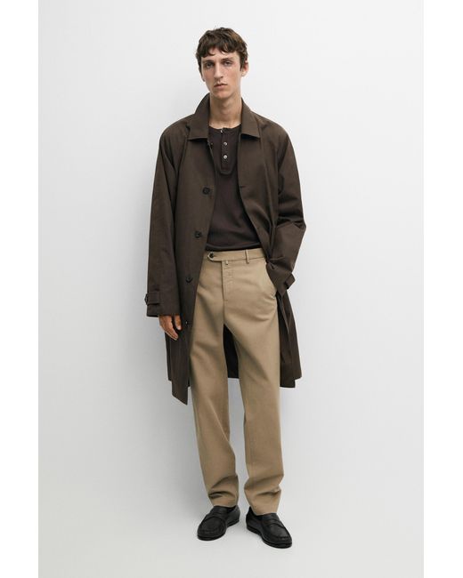MASSIMO DUTTI Natural 100% Cotton Slim Fit Trousers for men