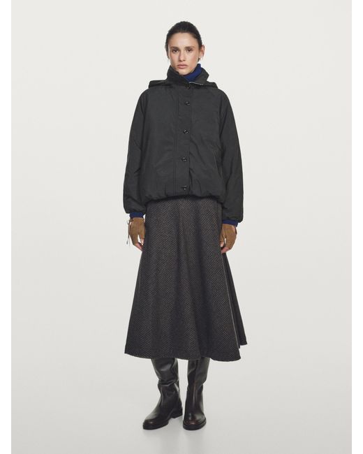 MASSIMO DUTTI Blue Water-Repellent Oversize Padded Parka With High Neck