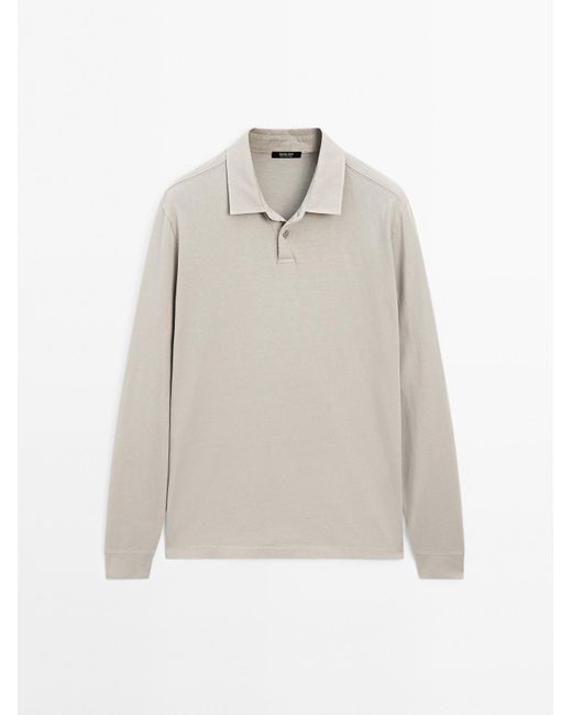 MASSIMO DUTTI 100% Katoenen Poloshirt Met Versleten Effect in het White voor heren