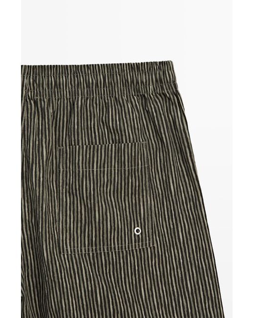 MASSIMO DUTTI Green Striped Print Swimming Trunks for men