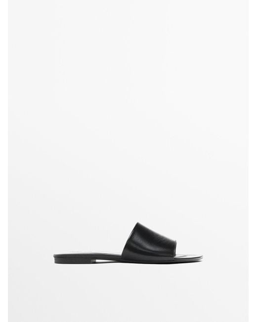 MASSIMO DUTTI White Leather Vamp Sandals