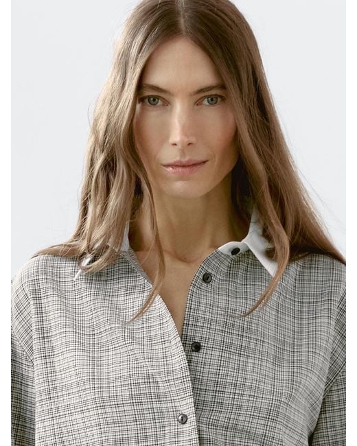 MASSIMO DUTTI Brown Check Cotton Blend Shirt