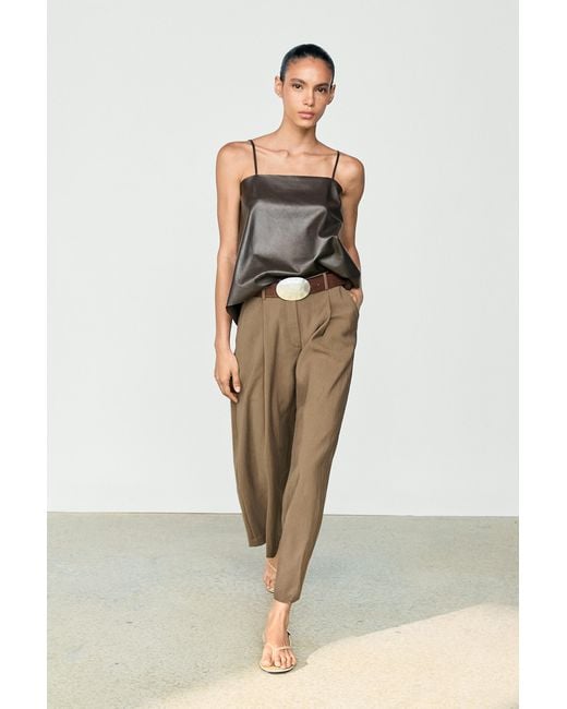 MASSIMO DUTTI Natural Flowing Cropped Wide-Leg Pants