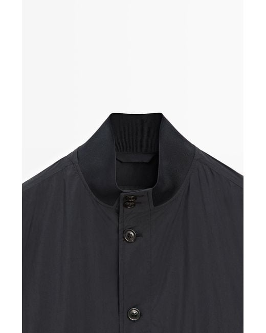 MASSIMO DUTTI Black Bomber Jacket With Pocket Details for men
