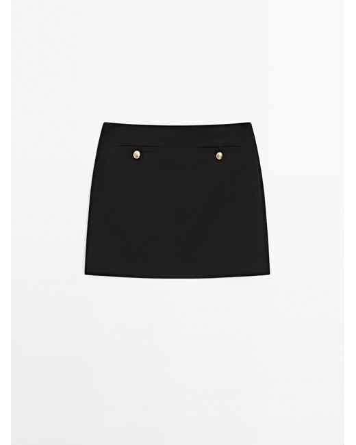 MASSIMO DUTTI Minirok Met Knopen in het Black