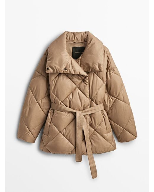 MASSIMO DUTTI Double-breasted Puffer Jacket in Natural | Lyst