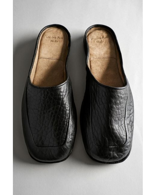 MASSIMO DUTTI Black Soft Leather Mules