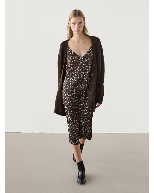 MASSIMO DUTTI Natural Animal Print Strappy Top Co-Ord