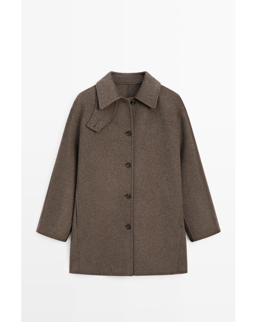 MASSIMO DUTTI Jas Van Gemengde Wolmix in het Brown