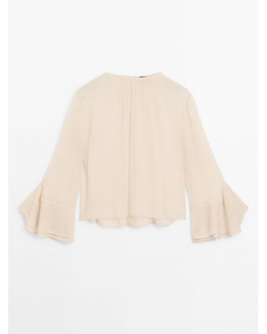 MASSIMO DUTTI Natural Flowing Shirt With Ruffles