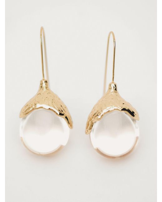 MASSIMO DUTTI White Dangle Earrings With Resin Detail