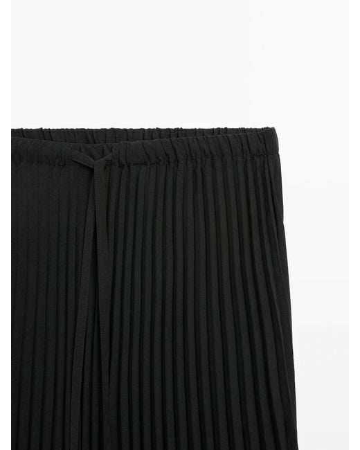 MASSIMO DUTTI Black Pleated Skirt With Laces